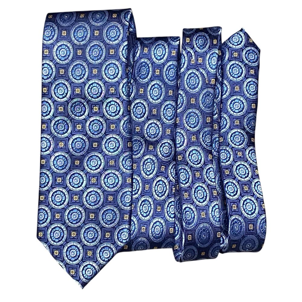 Forsyth Blue Geometric Silk Tie
